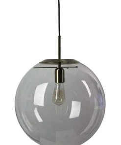 Oriel Lighting Newton Contemporary Clear Glass Pendant Light 40cm Brass