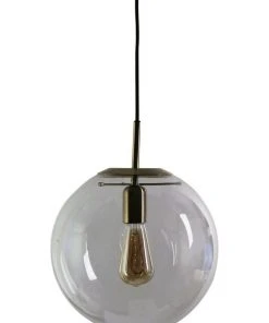 Oriel Lighting Newton Contemporary Clear Glass Pendant Light 30cm Brass