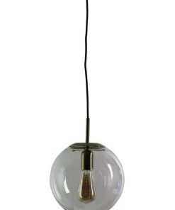 Oriel Lighting Newton Contemporary Clear Glass Pendant Light 25cm Brass