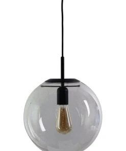Oriel Lighting Newton Contemporary Clear Glass Pendant Light 30cm Black