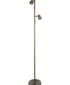 Oriel Lighting DAXAM LED Twin Adjustable Antique Brass Floor Lamp