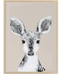 Urban Road Doe A Deer Print Oak Frame