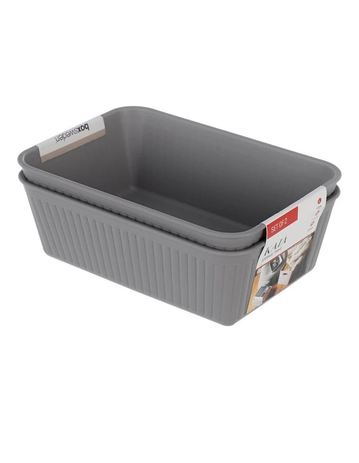 BOX SWEDEN 2PK 17cm Kaia Storage Trays Home/Room Desk Organiser Holder Assorted 4 BOX SWEDEN 2PK 17cm Kaia Storage Trays Home/Room Desk Organiser Holder Assorted - Image 4