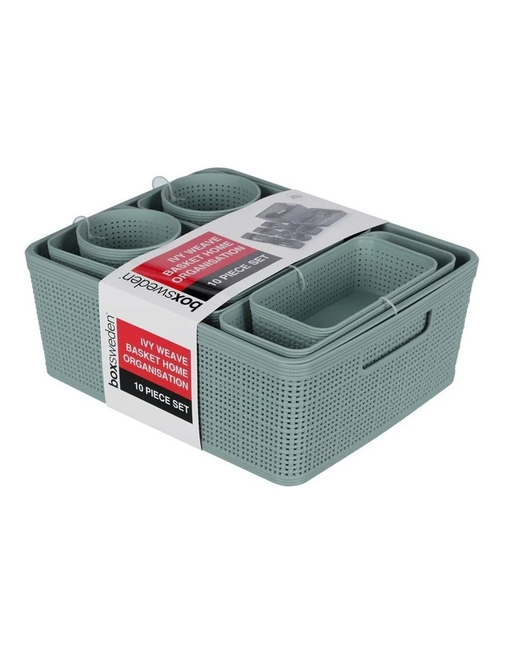 BOX SWEDEN 10pc Ivy Weave Basket Home Organisation Set Storage Container Assort. 7 BOX SWEDEN 10pc Ivy Weave Basket Home Organisation Set Storage Container Assort. - Image 7