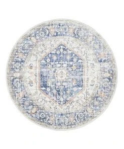 Rug Culture Mayfair Lorissa Blue Round Rug -The Shine Nook Sales Store 815158360 4 720x928