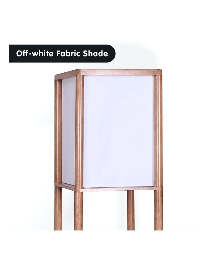 Sarantino Etagere Floor Lamp Off-white Fabric Shade Reading Oak Wood Finish 3 Sarantino Etagere Floor Lamp Off-white Fabric Shade Reading Oak Wood Finish - Image 3