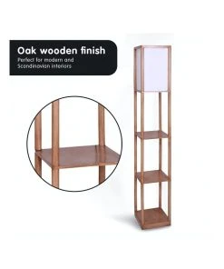 Sarantino Etagere Floor Lamp Off-white Fabric Shade Reading Oak Wood Finish 9 Sarantino Etagere Floor Lamp Off-white Fabric Shade Reading Oak Wood Finish -The Shine Nook Sales Store 828974980 4 720x928