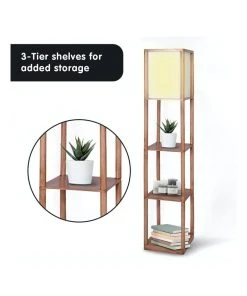 Sarantino Etagere Floor Lamp Off-white Fabric Shade Reading Oak Wood Finish 10 Sarantino Etagere Floor Lamp Off-white Fabric Shade Reading Oak Wood Finish -The Shine Nook Sales Store 828974980 5 720x928