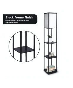 Sarantino Etagere Floor Lamp Shelves Black Frame Tapered Linen Brown Fabric Shade Stand 8 Sarantino Etagere Floor Lamp Shelves Black Frame Tapered Linen Brown Fabric Shade Stand -The Shine Nook Sales Store 828975340 3 1 720x928