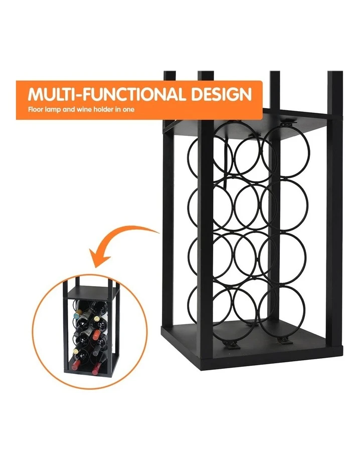 Sarantino Metal Etagere Floor Lamp Stand Shade With Wine Holder Shelf Shelves Storage 4 Sarantino Metal Etagere Floor Lamp Stand Shade With Wine Holder Shelf Shelves Storage - Image 4