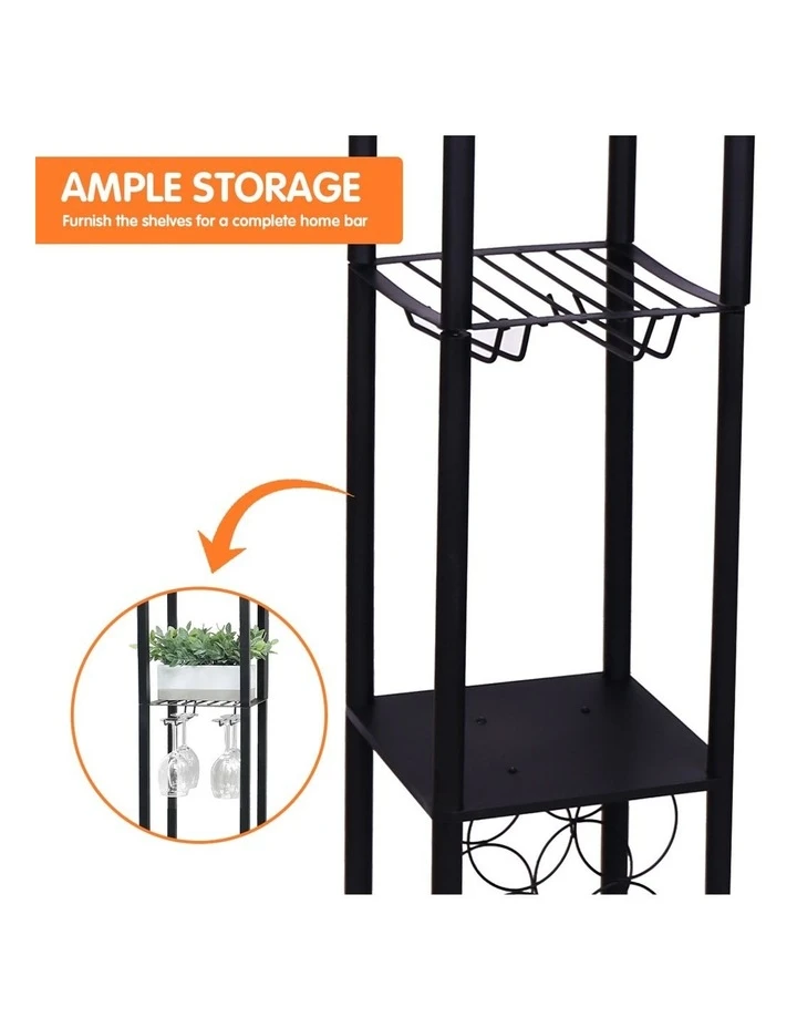 Sarantino Metal Etagere Floor Lamp Stand Shade With Wine Holder Shelf Shelves Storage 5 Sarantino Metal Etagere Floor Lamp Stand Shade With Wine Holder Shelf Shelves Storage - Image 5