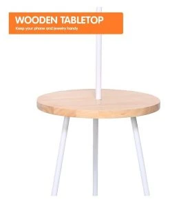 Sarantino Metal Floor Lamp Stand Tripod In Round Shade Wooden Table Shelf White -The Shine Nook Sales Store 828976060 5 720x928