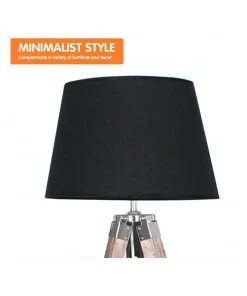 Sarantino Solid Wood Tripod Floor Lamp Adjustable Height Stand Black Linen Round Shade -The Shine Nook Sales Store 828976150 3 720x928