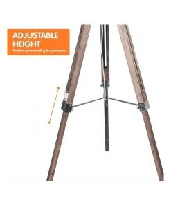 Sarantino Solid Wood Tripod Floor Lamp Adjustable Height Stand Black Linen Round Shade -The Shine Nook Sales Store 828976150 4 720x928