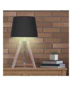 Sarantino Wooden Tripod Table Lamp With Black Linen Taper Fabric Round Shade Reading Light 11 Sarantino Wooden Tripod Table Lamp With Black Linen Taper Fabric Round Shade Reading Light -The Shine Nook Sales Store 828976240 6 720x928