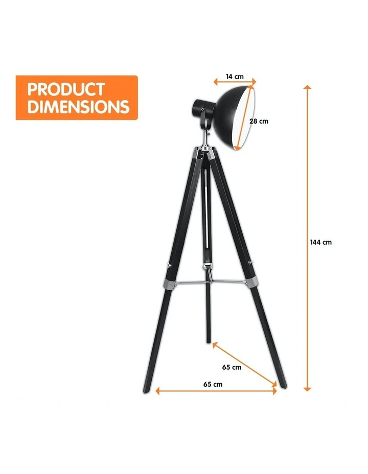 Sarantino Tripod Floor Spot Lamp With Adjustable Height Metal Shade Black Reading Light 5 Sarantino Tripod Floor Spot Lamp With Adjustable Height Metal Shade Black Reading Light - Image 5