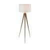 Sarantino Floor Lamp Tripod Stand In Round Drum Shade Wood Finish Legs Light Reading