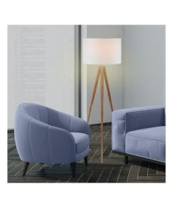 Sarantino Floor Lamp Tripod Stand In Round Drum Shade Wood Finish Legs Light Reading -The Shine Nook Sales Store 828976420 6 720x928