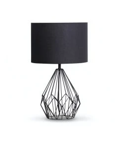 Sarantino Metal Wire Table Lamp Black Finish Reading Light With Black Drum Shade