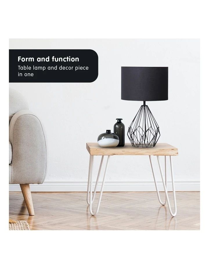 Sarantino Metal Wire Table Lamp Black Finish Reading Light With Black Drum Shade 6 Sarantino Metal Wire Table Lamp Black Finish Reading Light With Black Drum Shade - Image 6