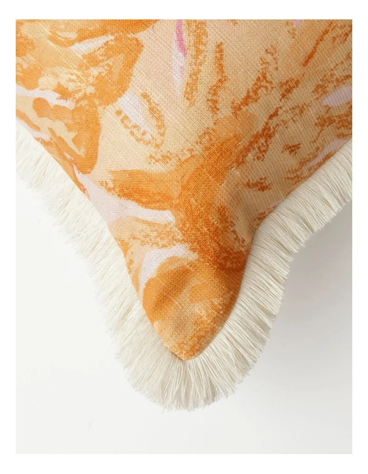 Vue Calido Leaf Print With Fringe Cushion Pink 2 Vue Calido Leaf Print With Fringe Cushion Pink - Image 2