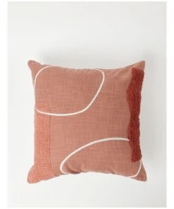 Vue Vega Geometric Embroidered Cushion Terracotta