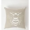 Heritage Mellifera Embroidered Bee Cushion Natural