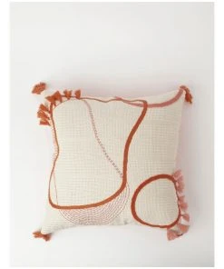 Vue Sundance Woven Tufted Cushion with Tassles in Terracotta