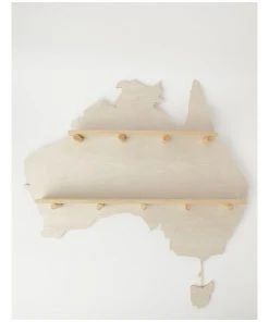 Milkshake Australian Map 74.2 x10 x59.8cm Wall Shelf Natural
