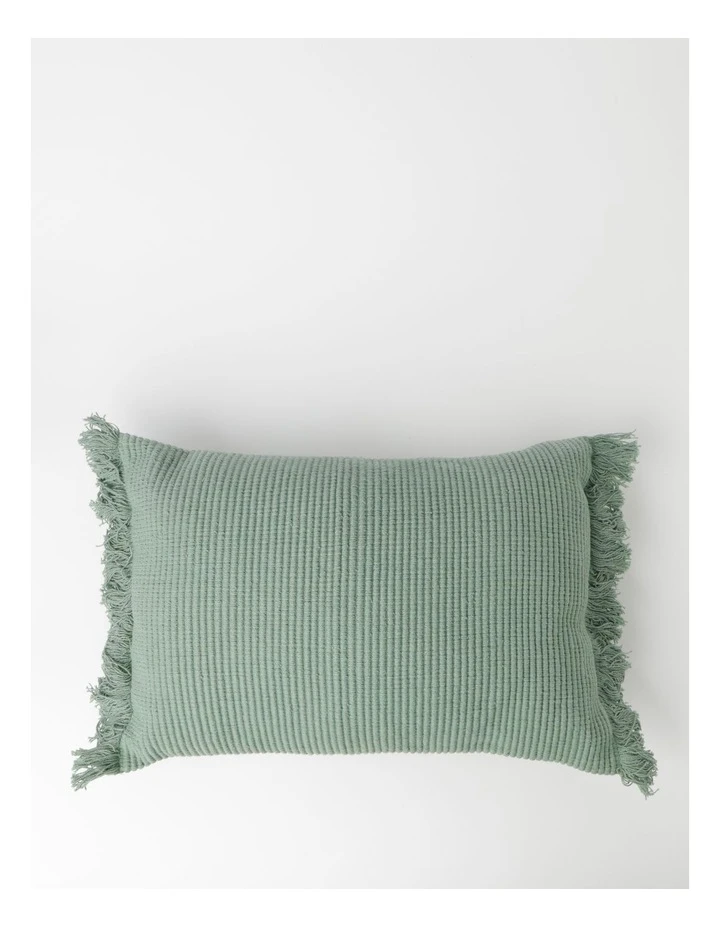 Australian House & Garden Coachwood Ribbed Cotton Woven Cushion w/ Fringe in Eucalyptus 1 Australian House & Garden Coachwood Ribbed Cotton Woven Cushion w/ Fringe in Eucalyptus