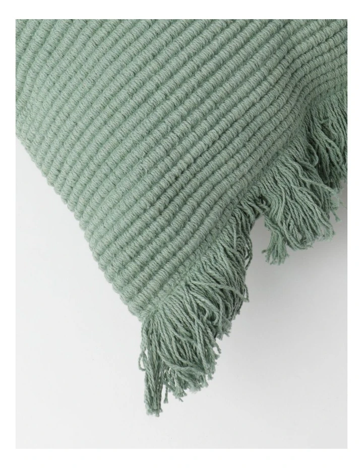 Australian House & Garden Coachwood Ribbed Cotton Woven Cushion w/ Fringe in Eucalyptus 2 Australian House & Garden Coachwood Ribbed Cotton Woven Cushion w/ Fringe in Eucalyptus - Image 2