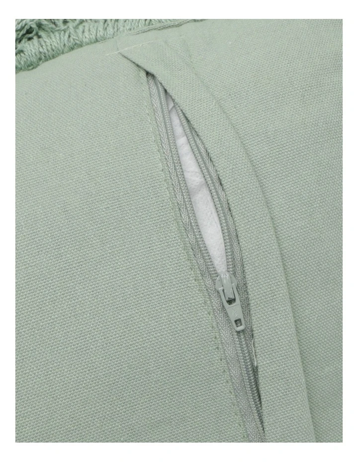 Australian House & Garden Coachwood Ribbed Cotton Woven Cushion w/ Fringe in Eucalyptus 4 Australian House & Garden Coachwood Ribbed Cotton Woven Cushion w/ Fringe in Eucalyptus - Image 4