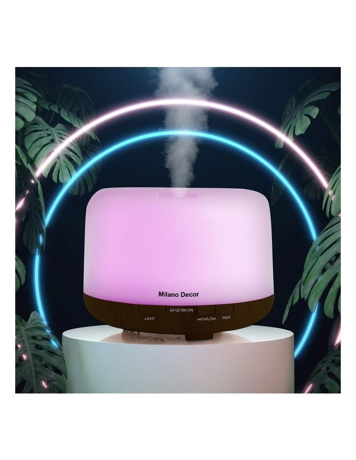 Milano Décor 500ml Aroma Mood Light Diffuser Dark Wood 2 Milano Décor 500ml Aroma Mood Light Diffuser Dark Wood - Image 2