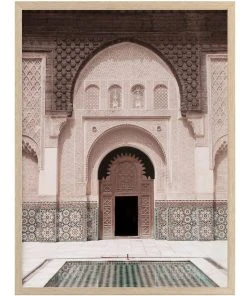 Urban Road Moroccan Pool Print Oak Frame