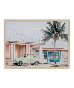 Urban Road Pastel La Palma Print Oak Frame