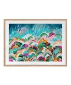 Urban Road Rainbow Hills Print Oak Frame