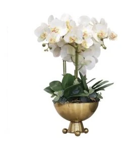 Vicky Yao Luxury Artificial Orchids Arrangemen in Golden Trangle Ball Vase