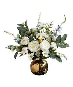 Vicky Yao Cotton White Rose Floral Arrangement