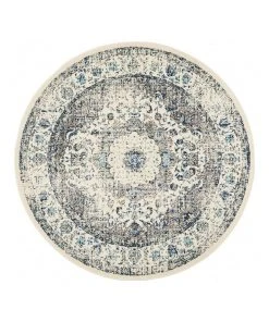 Rug Culture Evoke Mist White Transitional Round Rug
