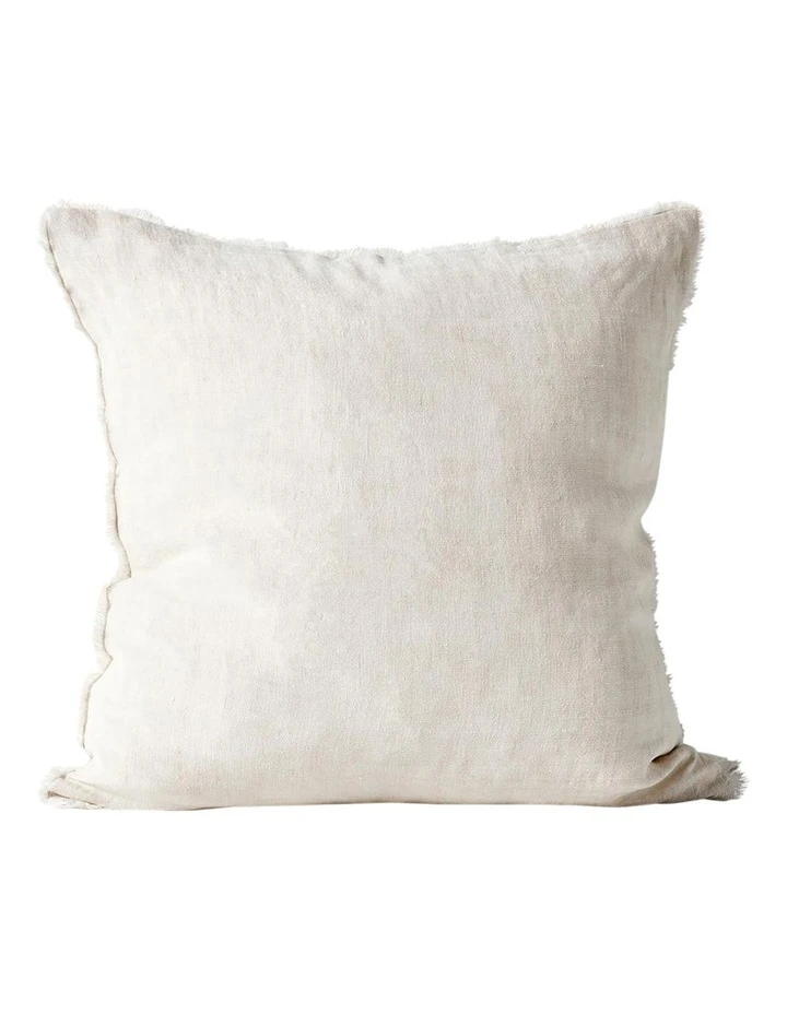 Aura Home Vintage Linen Fringe Cushion Sand 1 Aura Home Vintage Linen Fringe Cushion Sand