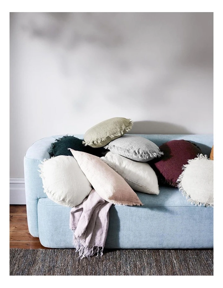 Aura Home Vintage Linen Fringe Cushion Sand 3 Aura Home Vintage Linen Fringe Cushion Sand - Image 3