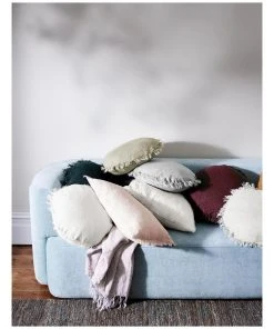 Aura Home Vintage Linen Fringe 45cm Round Cushion in Sand -The Shine Nook Sales Store 840238210 3 720x928