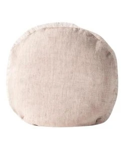 Aura Home Vintage Linen Fringe 45cm Round Cushion in Shell