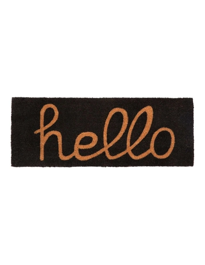 Fab Habitat Hello - Black PVC Backed Coir Doormat 45x75 cm 2 Fab Habitat Hello - Black PVC Backed Coir Doormat 45x75 cm - Image 2