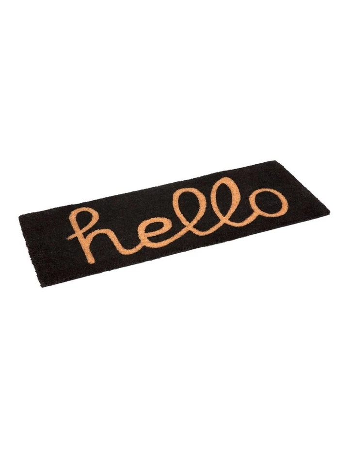 Fab Habitat Hello - Black PVC Backed Coir Doormat 45x75 cm 3 Fab Habitat Hello - Black PVC Backed Coir Doormat 45x75 cm - Image 3