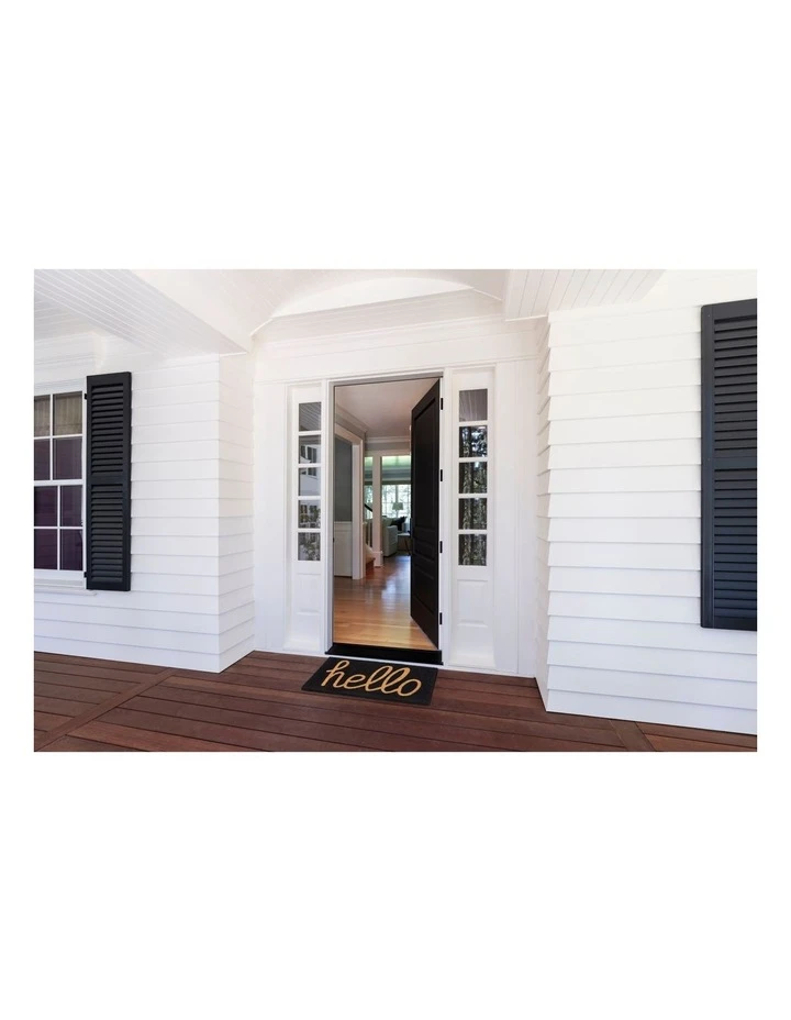 Fab Habitat Hello - Black PVC Backed Coir Doormat 45x75 cm 5 Fab Habitat Hello - Black PVC Backed Coir Doormat 45x75 cm - Image 5