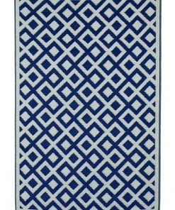 Fab Habitat 180x270cm Marina Indigo Blue & White Recycled Plastic Outdoor Rug and Mat