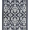 Fab Habitat 150x240 cmFolded Recycled Plastic Outdoor Rug Waterproof reversible Venice Black and Cream