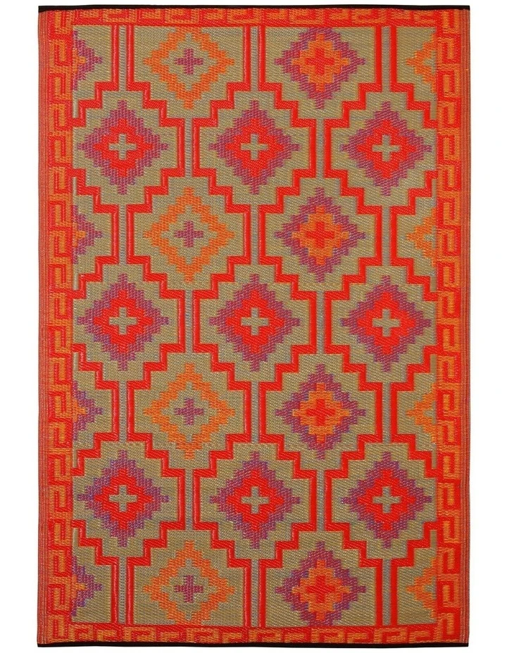 Fab Habitat 150x238cm Lhasa Orange & Violet Recycled Plastic Outdoor Rug and Mat 2 Fab Habitat 150x238cm Lhasa Orange & Violet Recycled Plastic Outdoor Rug and Mat - Image 2