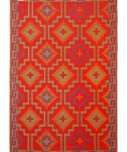 Fab Habitat 120x179cm Lhasa Orange & Violet Recycled Plastic Outdoor Rug and Mat
